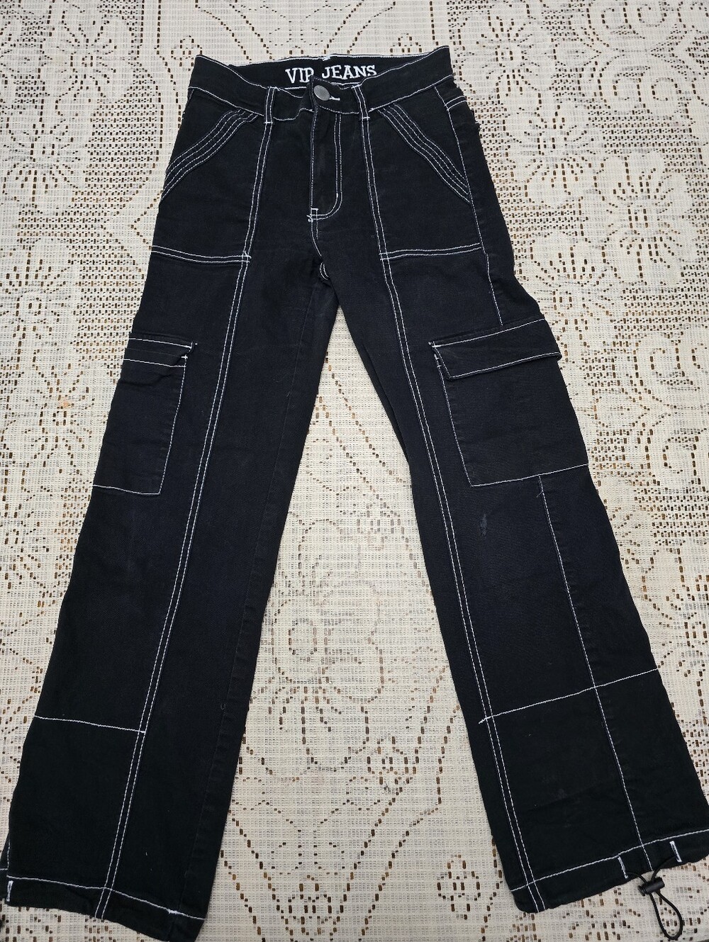 VIP Black Jeans with White Contrast Stitching